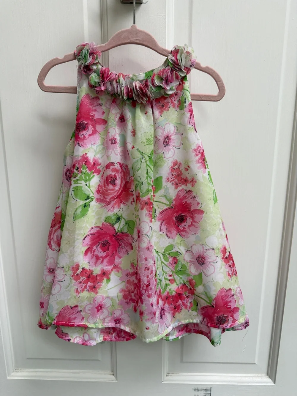Little Me 4T Girls Pink & Green Floral Sleeveless Sundress Dress